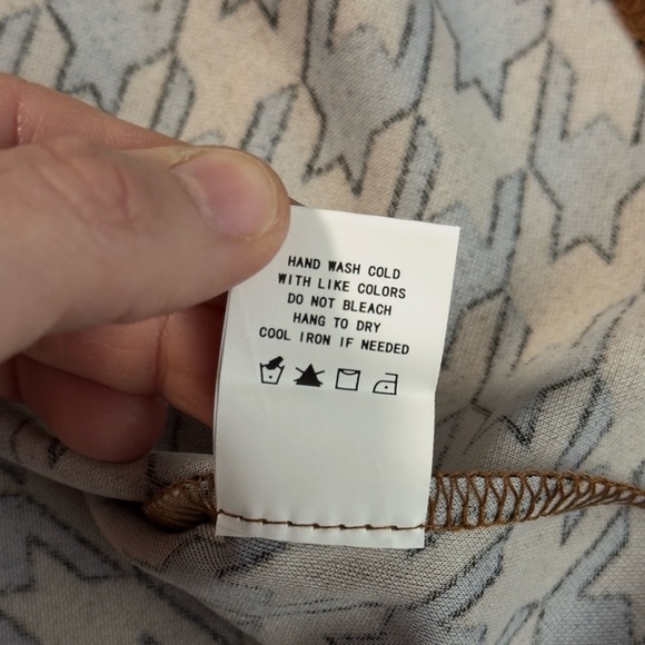 Melloday Womens Brown Short Sleeve Blouse Black Houndstooth Pattern - Picture 8 of 9